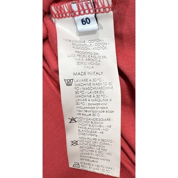 Fedeli Mens Polo Shirt Size 2XL EU 60 Made In Italy Salmon Pink 100% Cotton - Picture 7 of 11